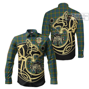 Aiton Tartan Long Sleeve Button Shirt with Family Crest Celtic Wolf Style Men's Shirt S - Tartan Vibes Clothing