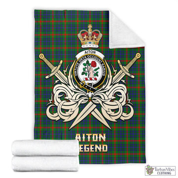 Aiton Tartan Blanket with Clan Crest and the Golden Sword of Courageous Legacy