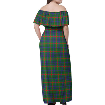 Aiton Tartan Off Shoulder Long Dress - Tartanvibesclothing