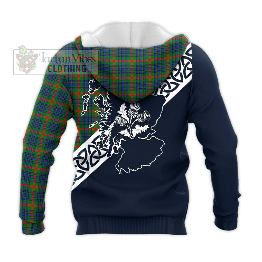 Tartan Vibes Clothing Aiton Tartan Knitted Hoodie Featuring Thistle and Scotland Map