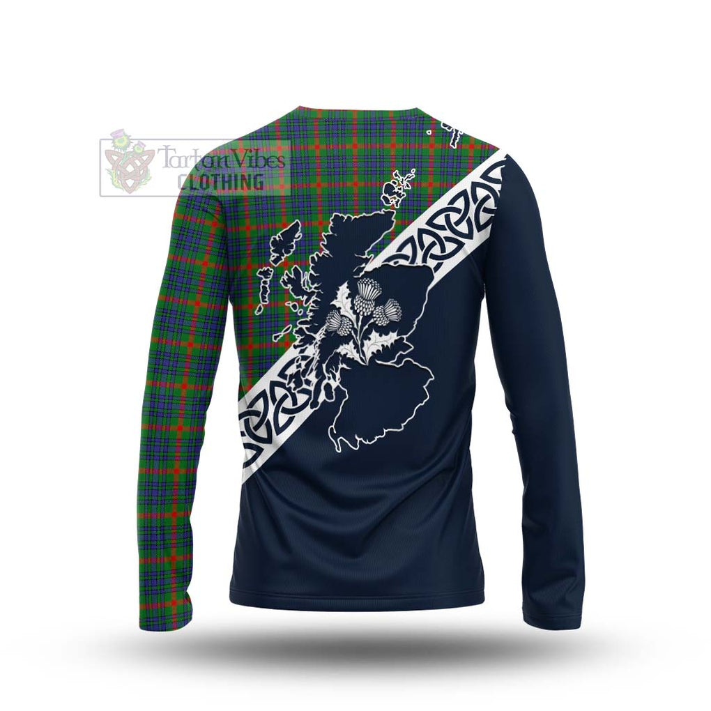 Aiton Tartan Long Sleeve T-Shirt Featuring Thistle and Scotland Map - Tartan Vibes Clothing