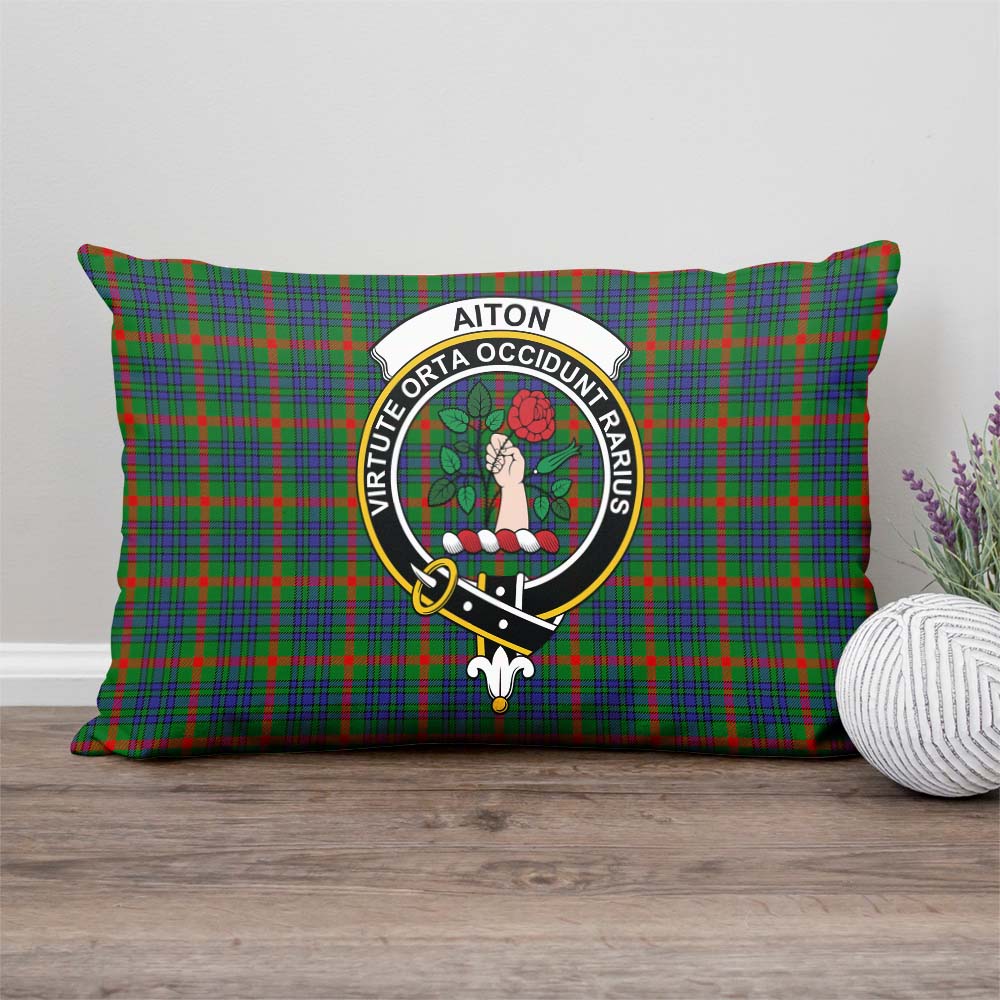Aiton Tartan Pillow Cover with Family Crest Rectangle Pillow Cover - Tartanvibesclothing