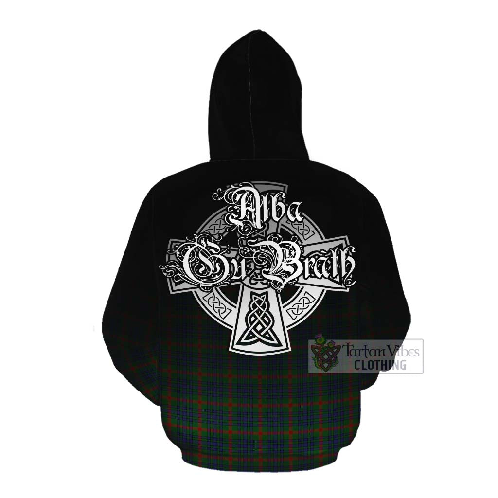 Tartan Vibes Clothing Aiton Tartan Cotton Hoodie Featuring Alba Gu Brath Family Crest Celtic Inspired