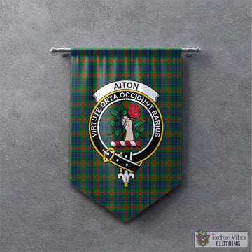 Tartan Vibes Clothing Aiton Tartan Gonfalon, Tartan Banner with Family Crest