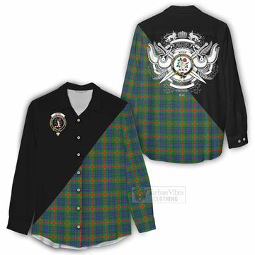 Aiton Tartan Women's Casual Shirt with Family Crest and Military Logo Style - Tartan Vibes Clothing