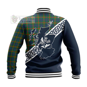 Aiton Tartan Baseball Jacket Featuring Thistle and Scotland Map - Tartan Vibes Clothing