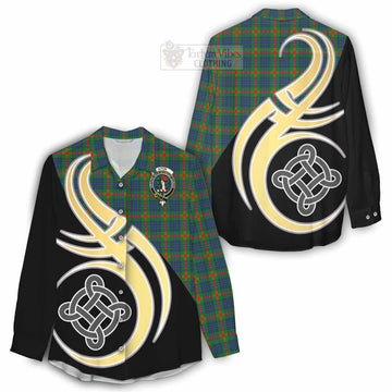 Aiton Tartan Women's Casual Shirt with Family Crest and Celtic Symbol Style - Tartan Vibes Clothing
