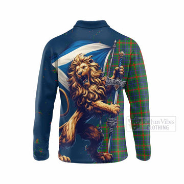 Aiton Tartan Family Crest Long Sleeve Polo Shirt with Scottish Majestic Lion - Tartan Vibes Clothing