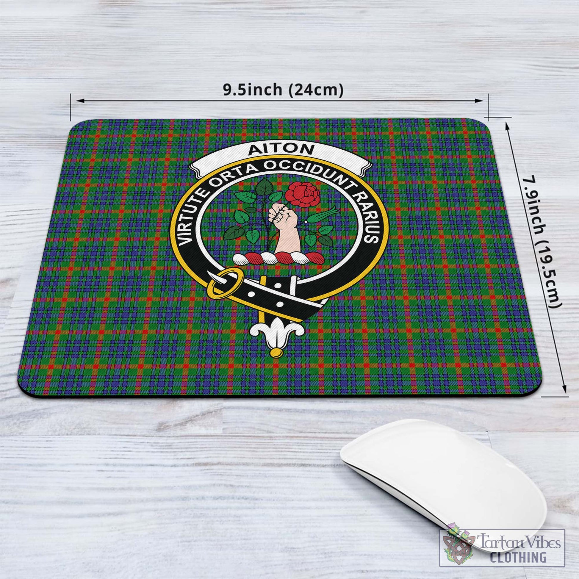 Tartan Vibes Clothing Aiton Tartan Mouse Pad with Family Crest