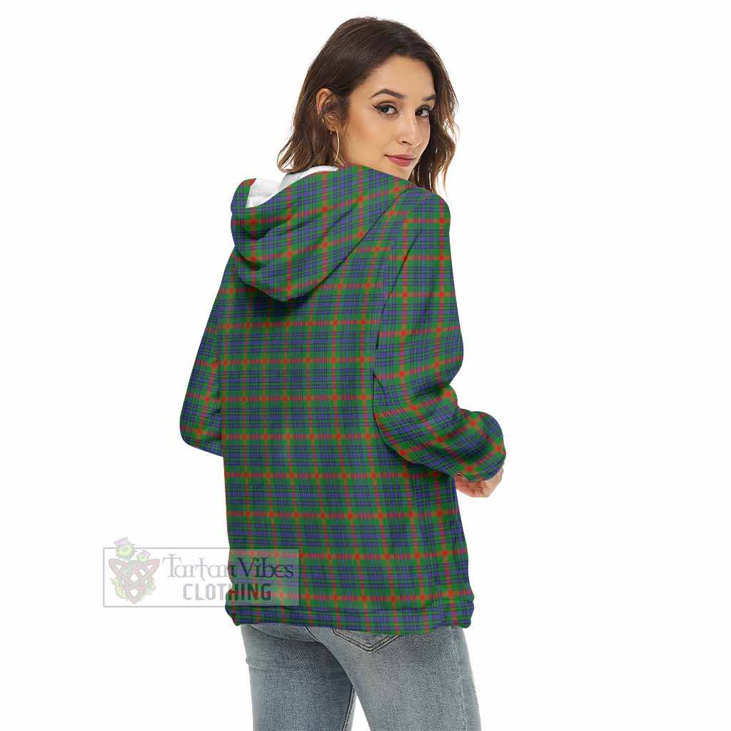 Tartan Vibes Clothing Aiton Tartan Crest Women's Borg  Half Zip Fleece Hoodie