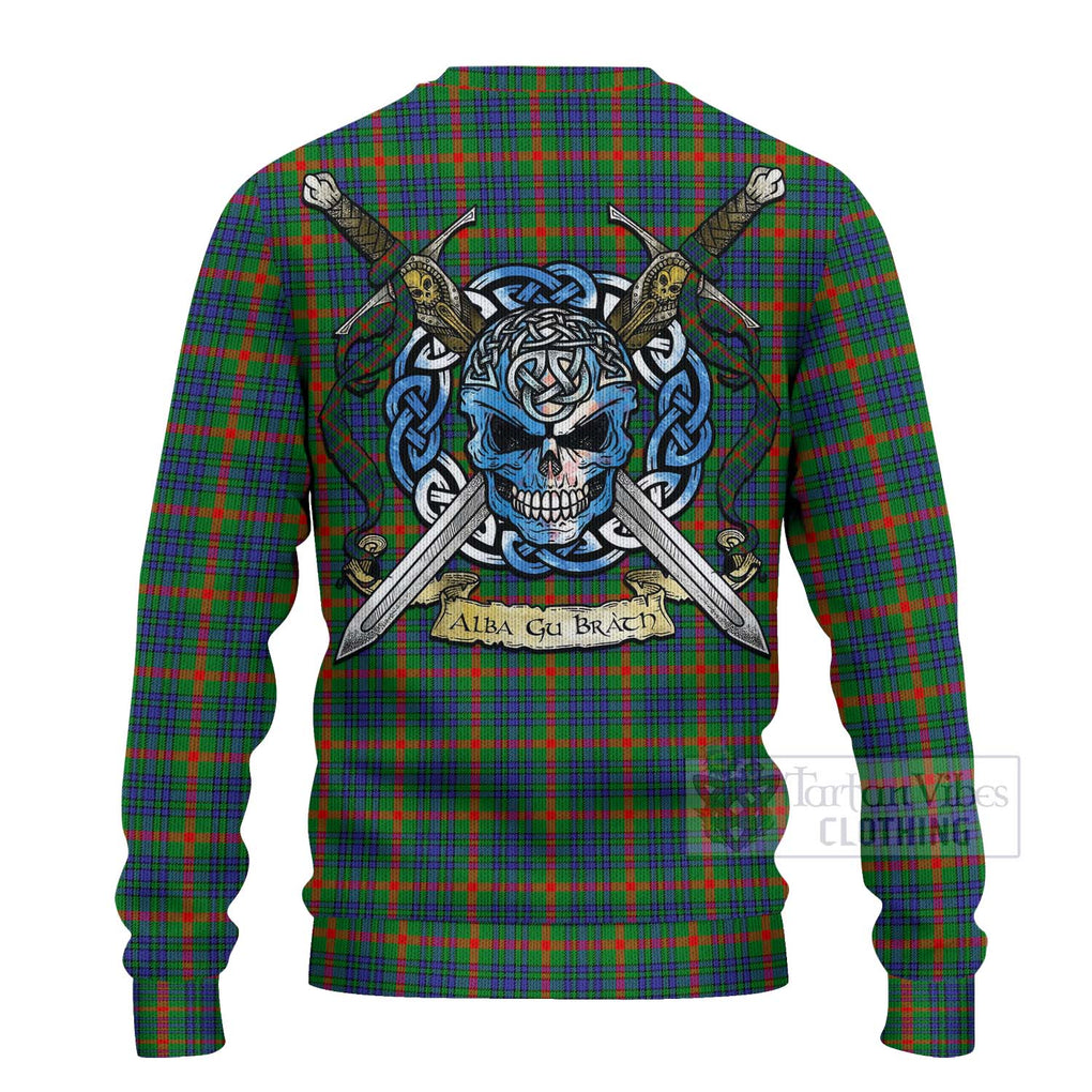 Aiton Tartan Ugly Sweater with Family Crest Celtic Skull Style - Tartan Vibes Clothing