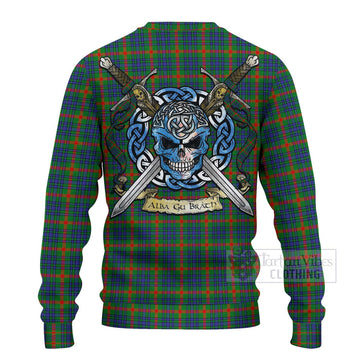 Aiton Tartan Ugly Sweater with Family Crest Celtic Skull Style - Tartan Vibes Clothing