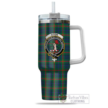 Tartan Vibes Clothing Aiton Tartan and Family Crest Tumbler with Handle