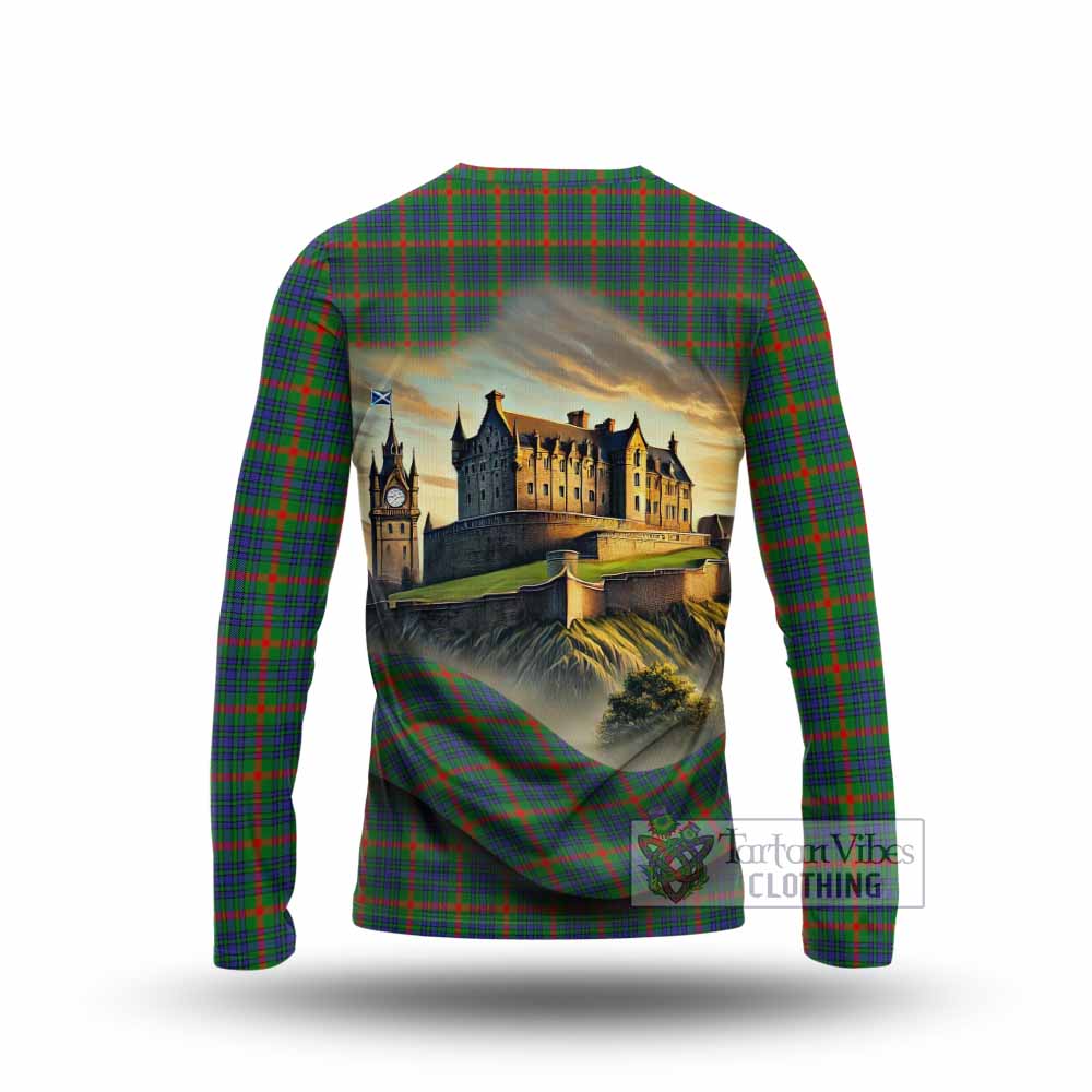 Aiton Tartan Family Crest Long Sleeve T-Shirt with Scottish Ancient Castle Style - Tartan Vibes Clothing