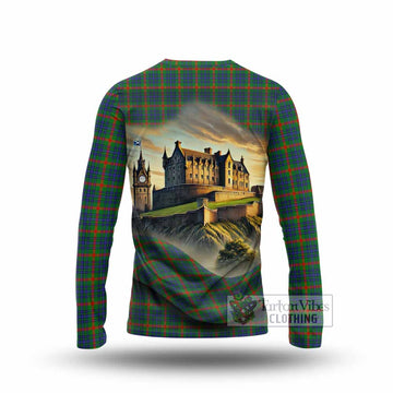 Aiton Tartan Family Crest Long Sleeve T-Shirt with Scottish Ancient Castle Style - Tartan Vibes Clothing