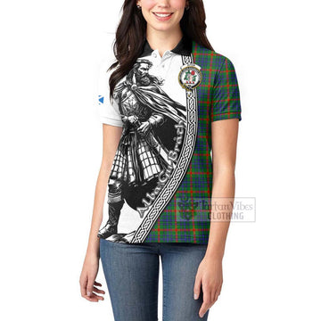 Aiton Tartan Clan Crest Women's Polo Shirt with Highlander Warrior Celtic Style - Tartan Vibes Clothing