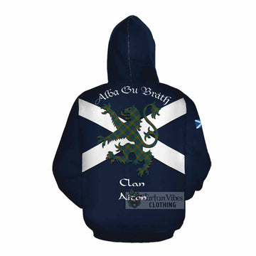 Aiton Tartan Lion Rampant Cotton Hoodie Proudly Display Your Heritage with Alba Gu Brath and Clan Name Pullover Hoodie - Tartan Vibes Clothing