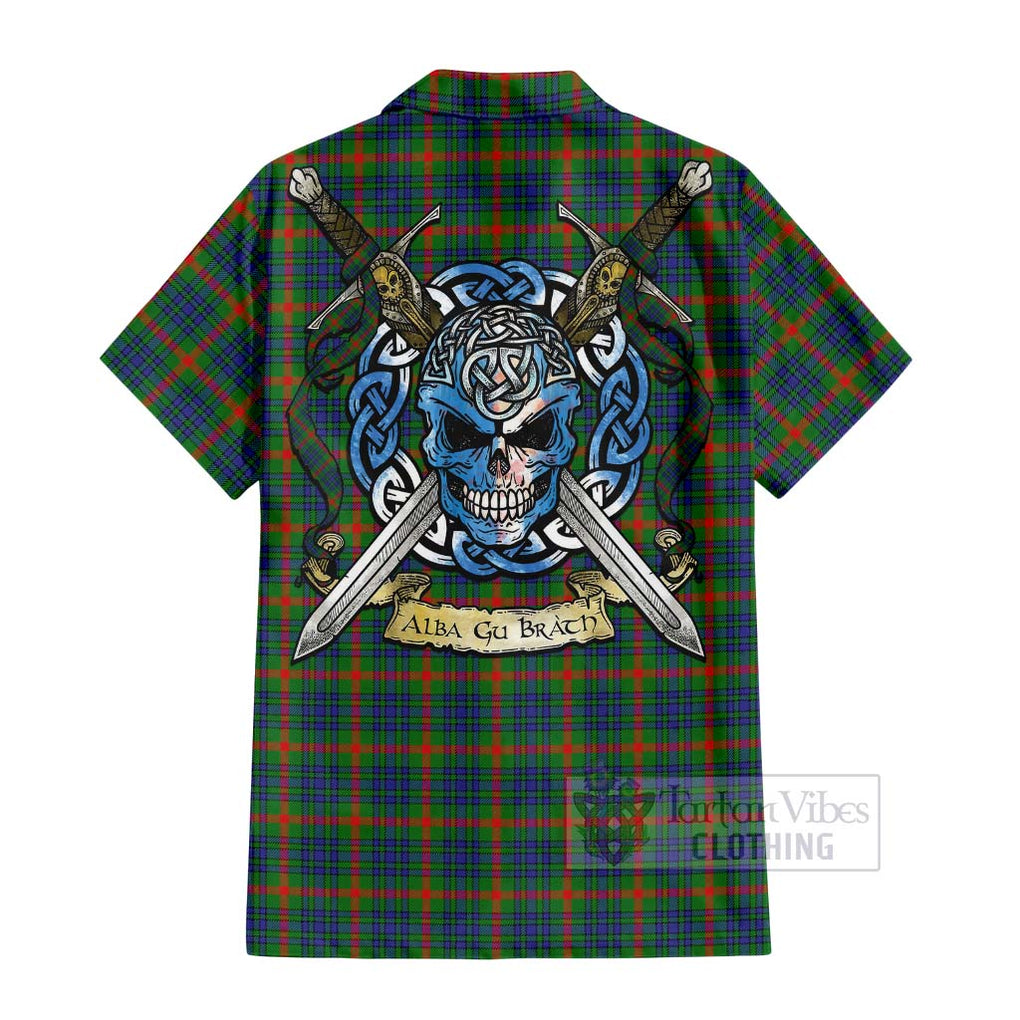 Aiton Tartan Hawaiian Shirt with Family Crest Celtic Skull Style - Tartan Vibes Clothing
