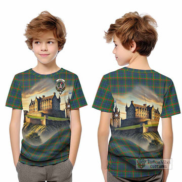 Aiton Tartan Family Crest Kid T-Shirt with Scottish Ancient Castle Style - Tartan Vibes Clothing