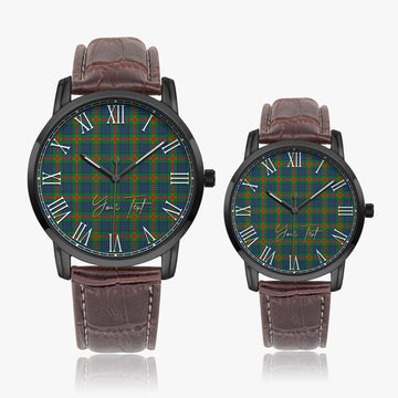 Aiton Tartan Personalized Your Text Leather Trap Quartz Watch