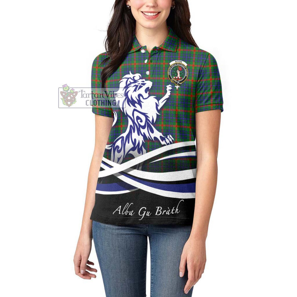 Aiton Tartan Women's Polo Shirt with Alba Gu Brath Regal Lion Emblem - Tartan Vibes Clothing