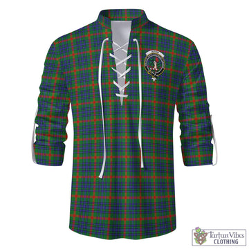 Tartan Vibes Clothing Aiton Tartan Men's Scottish Traditional Jacobite Ghillie Kilt Shirt with Family Crest
