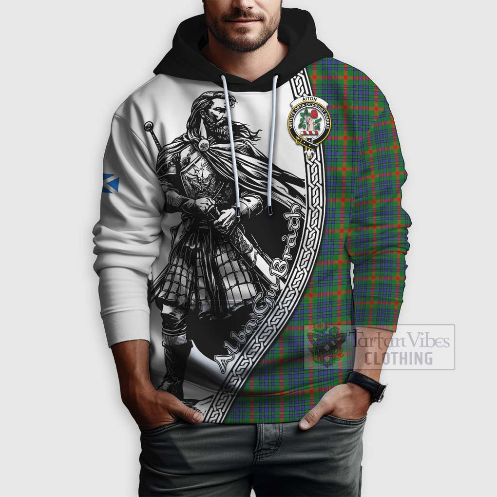 Aiton Tartan Clan Crest Hoodie with Highlander Warrior Celtic Style - Tartan Vibes Clothing