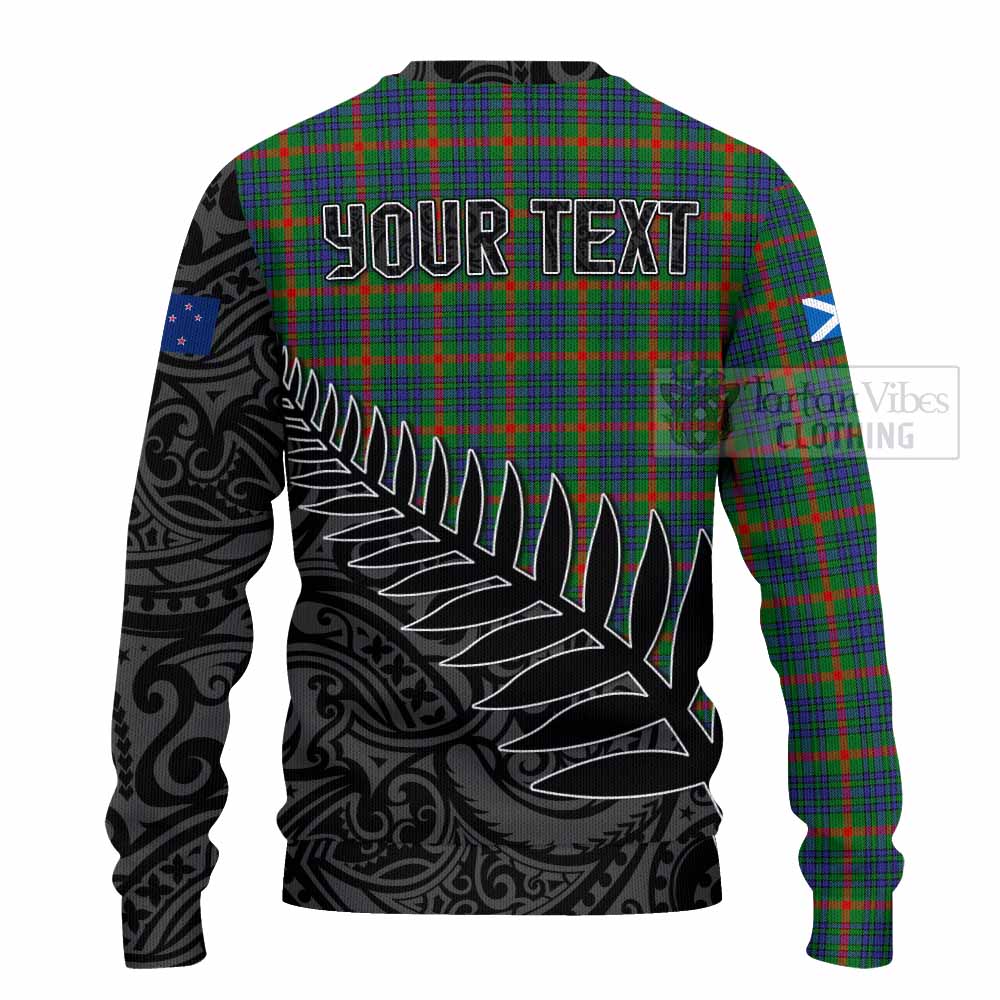 Aiton Crest Tartan Knitted Sweater with New Zealand Silver Fern Half Style - Tartan Vibes Clothing