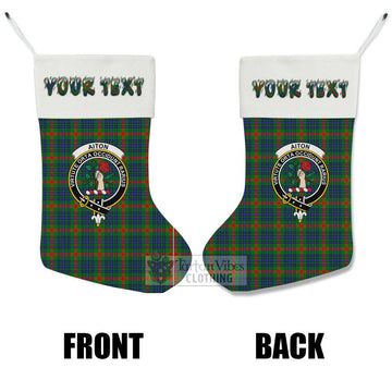 Aiton Tartan Family Crest Christmas Stocking with Personalized Text - Tartan Vibes Clothing