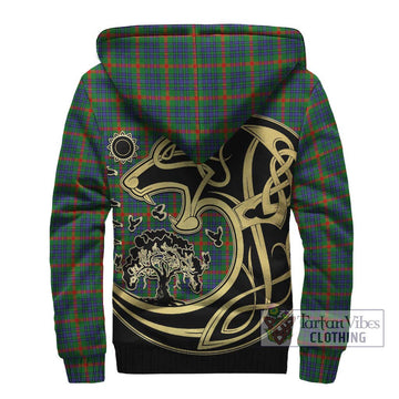 Aiton Tartan Sherpa Hoodie with Family Crest Celtic Wolf Style - Tartan Vibes Clothing