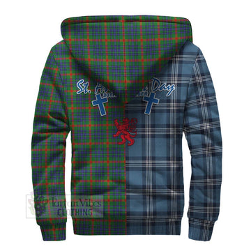 Aiton Tartan Sherpa Hoodie Happy St. Andrew's Day Half Tartan Style - Tartan Vibes Clothing