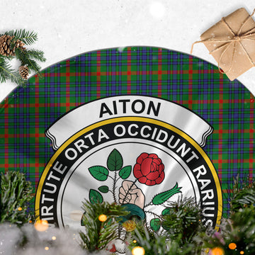 Aiton Tartan Christmas Tree Skirt with Family Crest - Tartanvibesclothing