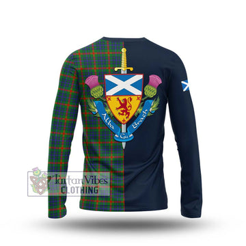 Aiton Tartan Long Sleeve T-Shirt Alba with Scottish Lion Royal Arm Half Style - Tartan Vibes Clothing