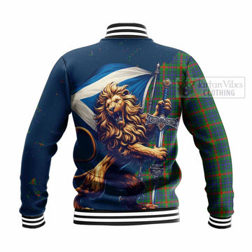 Aiton Tartan Family Crest Baseball Jacket with Scottish Majestic Lion - Tartan Vibes Clothing