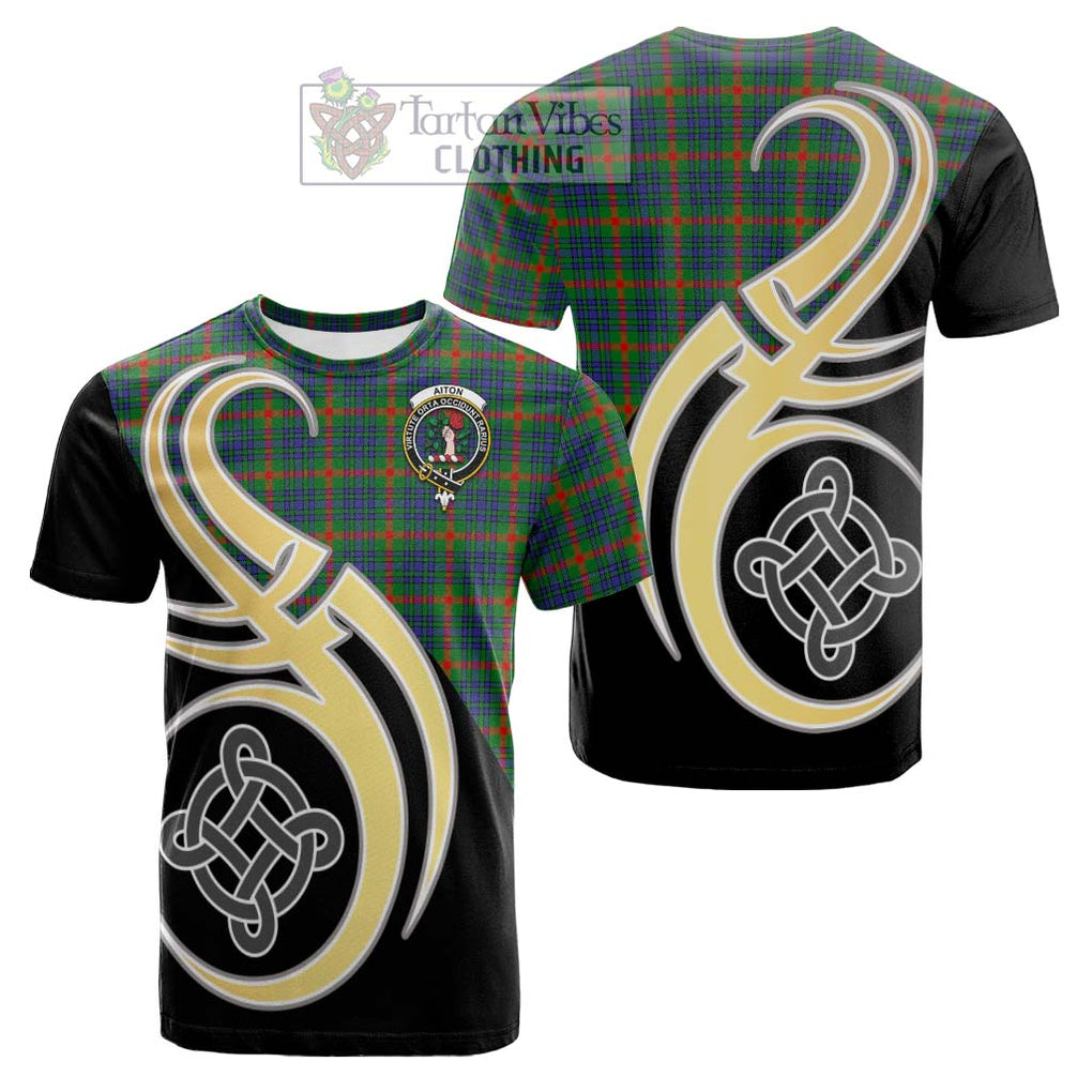 Aiton Tartan Cotton T-shirt with Family Crest and Celtic Symbol Style Kid's Shirt - Tartan Vibes Clothing