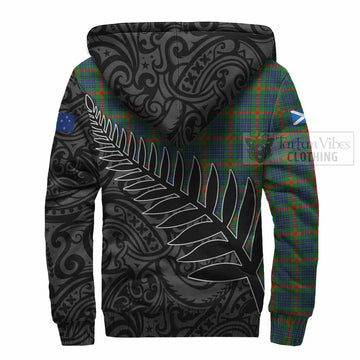 Aiton Crest Tartan Sherpa Hoodie with New Zealand Silver Fern Half Style - Tartan Vibes Clothing