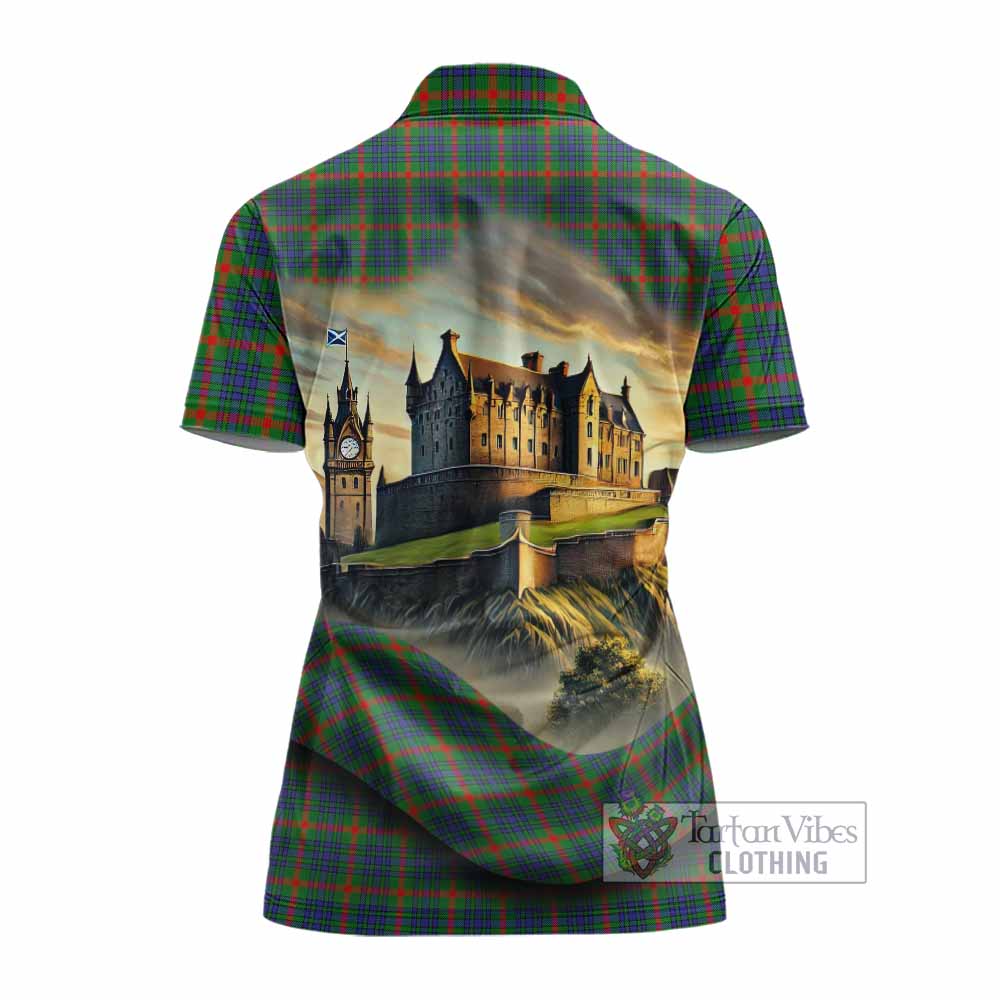 Aiton Tartan Family Crest Women's Polo Shirt with Scottish Ancient Castle Style - Tartan Vibes Clothing