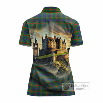 Aiton Tartan Family Crest Women's Polo Shirt with Scottish Ancient Castle Style - Tartan Vibes Clothing