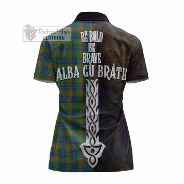 Aiton Tartan Family Crest Women's Polo Shirt Alba Gu Brath Be Brave Lion Ancient Style - Tartan Vibes Clothing
