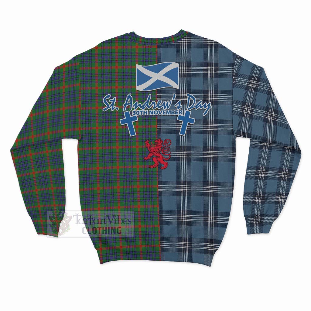 Aiton Tartan Sweatshirt Happy St. Andrew's Day Half Tartan Style - Tartan Vibes Clothing