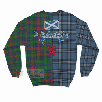 Aiton Tartan Sweatshirt Happy St. Andrew's Day Half Tartan Style - Tartan Vibes Clothing