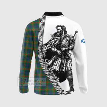 Aiton Tartan Clan Crest Long Sleeve Polo Shirt with Highlander Warrior Celtic Style - Tartan Vibes Clothing