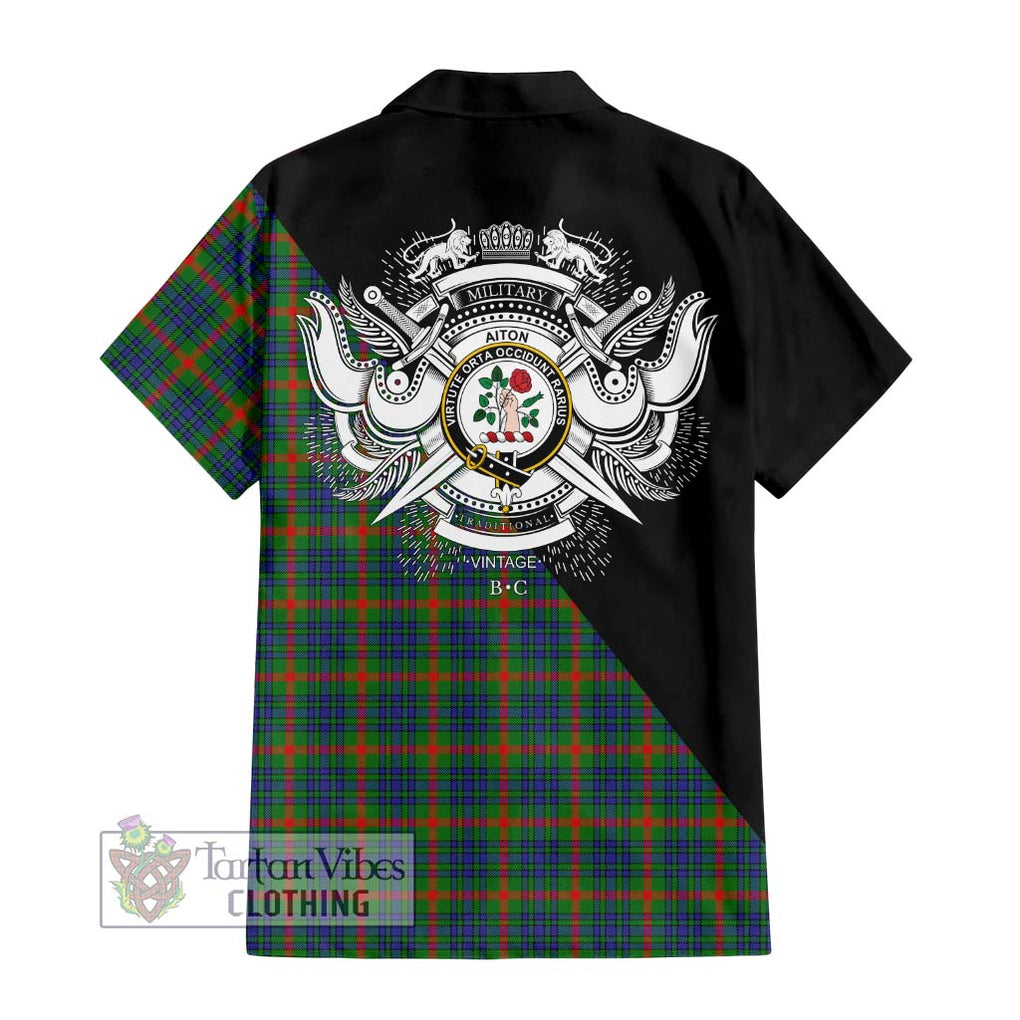 Aiton Tartan Hawaiian Shirt with Family Crest and Military Logo Style - Tartan Vibes Clothing