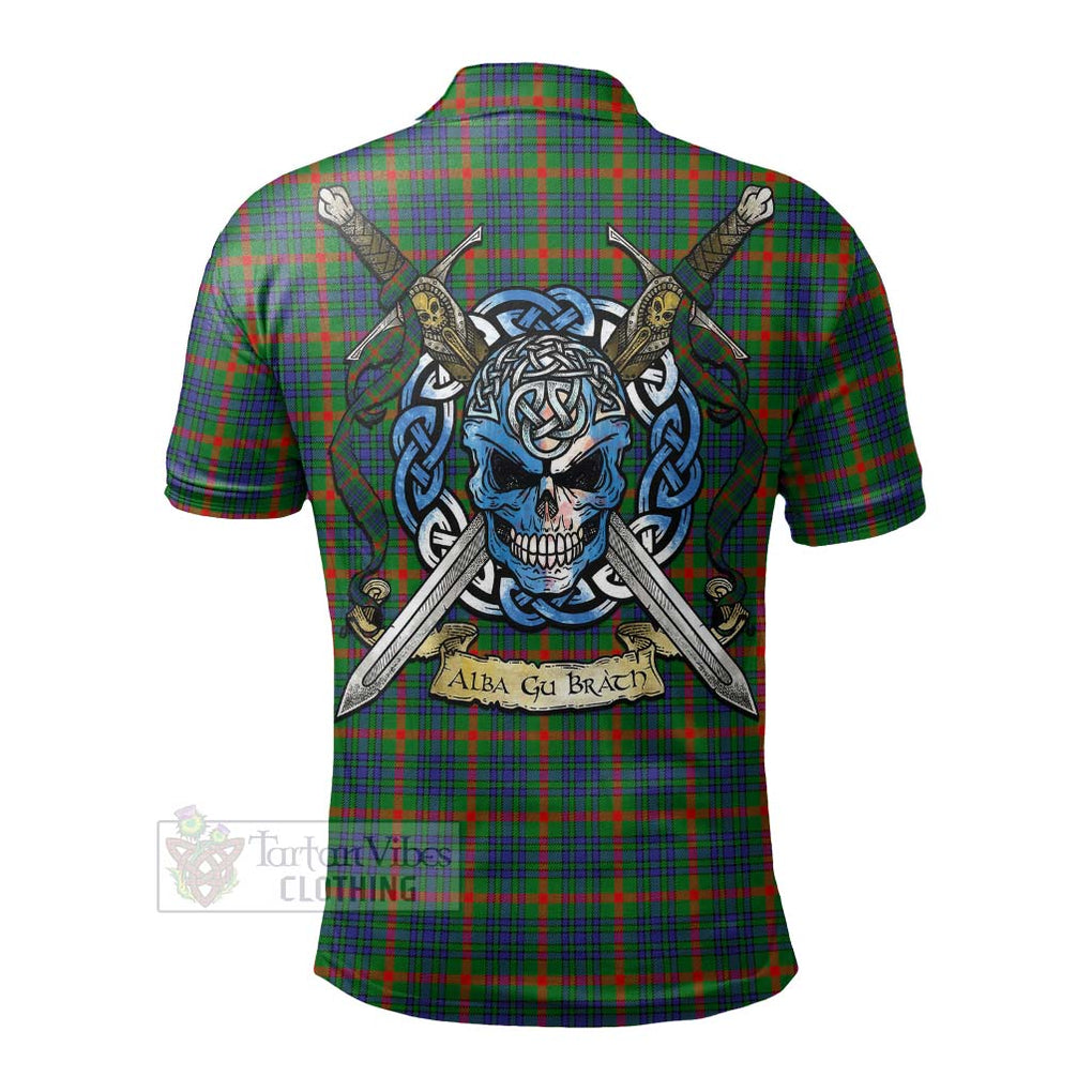 Aiton Tartan Polo Shirt with Family Crest Celtic Skull Style - Tartan Vibes Clothing