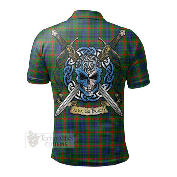Aiton Tartan Polo Shirt with Family Crest Celtic Skull Style - Tartan Vibes Clothing