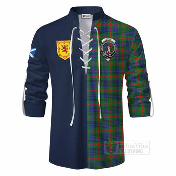 Aiton Tartan Ghillie Kilt Shirt Alba with Scottish Lion Royal Arm Half Style - Tartan Vibes Clothing