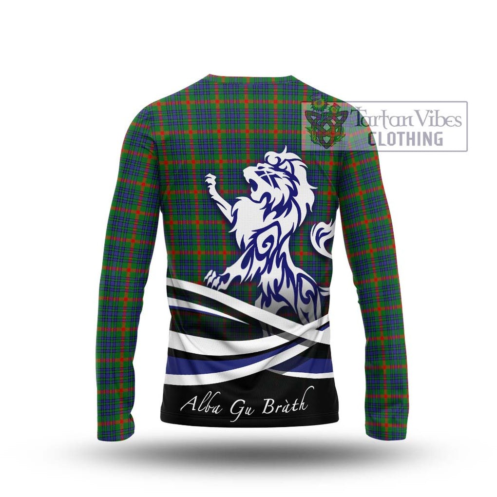 Aiton Tartan Long Sleeve T-Shirt with Alba Gu Brath Regal Lion Emblem - Tartan Vibes Clothing