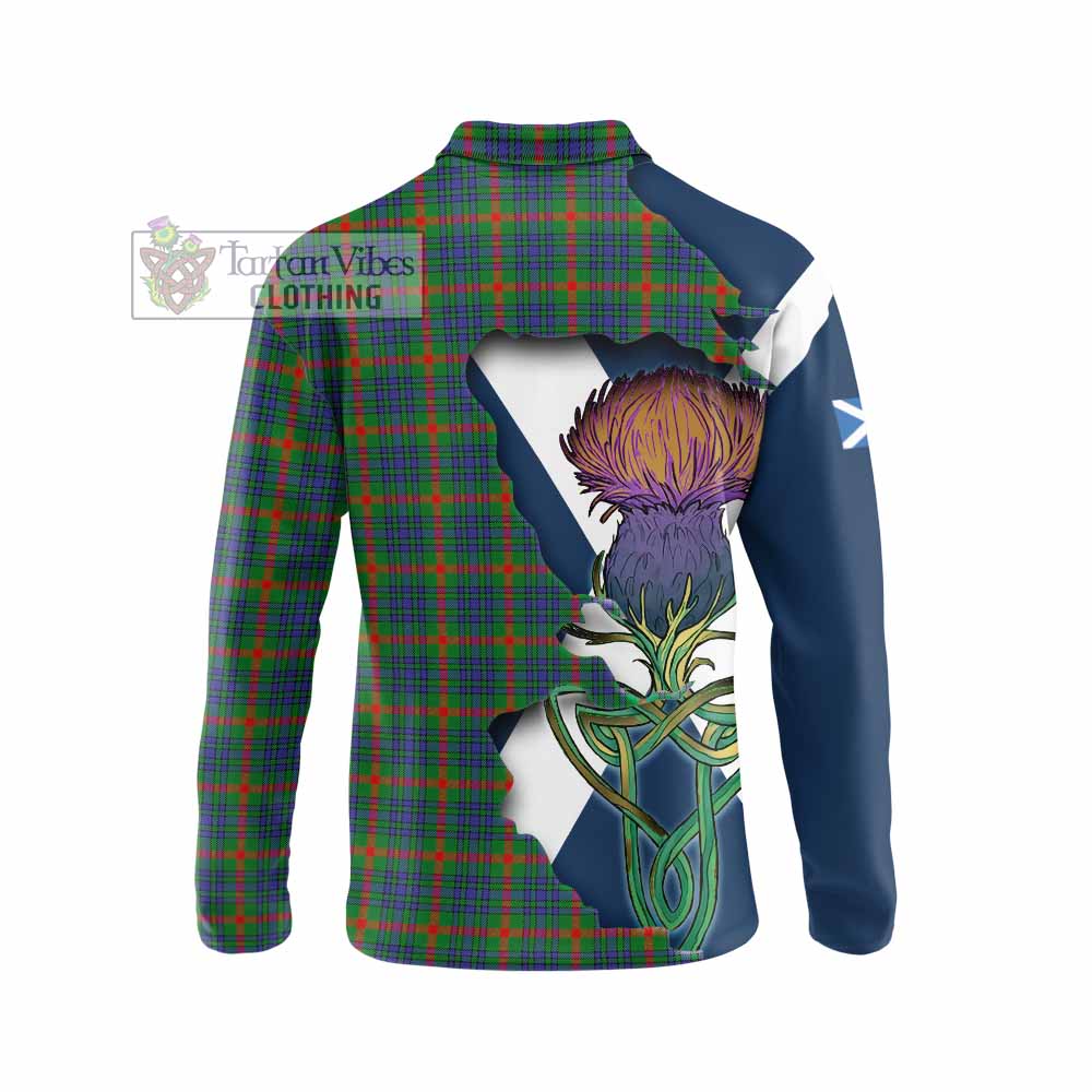 Tartan Vibes Clothing Aiton Tartan Family Crest Long Sleeve Polo Shirt Scottish Thistle Celtic Inspired