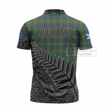 Aiton Crest Tartan Zipper Polo Shirt with New Zealand Silver Fern Half Style - Tartan Vibes Clothing