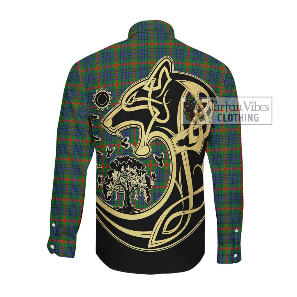 Aiton Tartan Long Sleeve Button Shirt with Family Crest Celtic Wolf Style Men's Shirt - Tartan Vibes Clothing